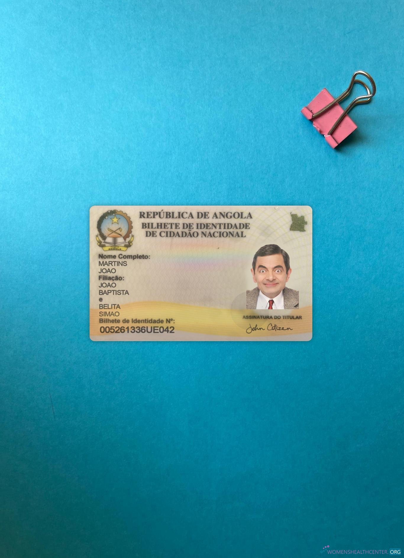 Download Angola ID card 2021 present photolook front Photoshop template